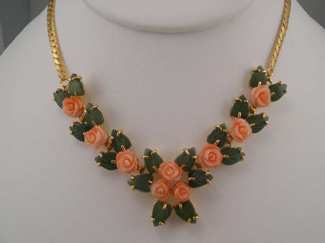 coral rose necklace