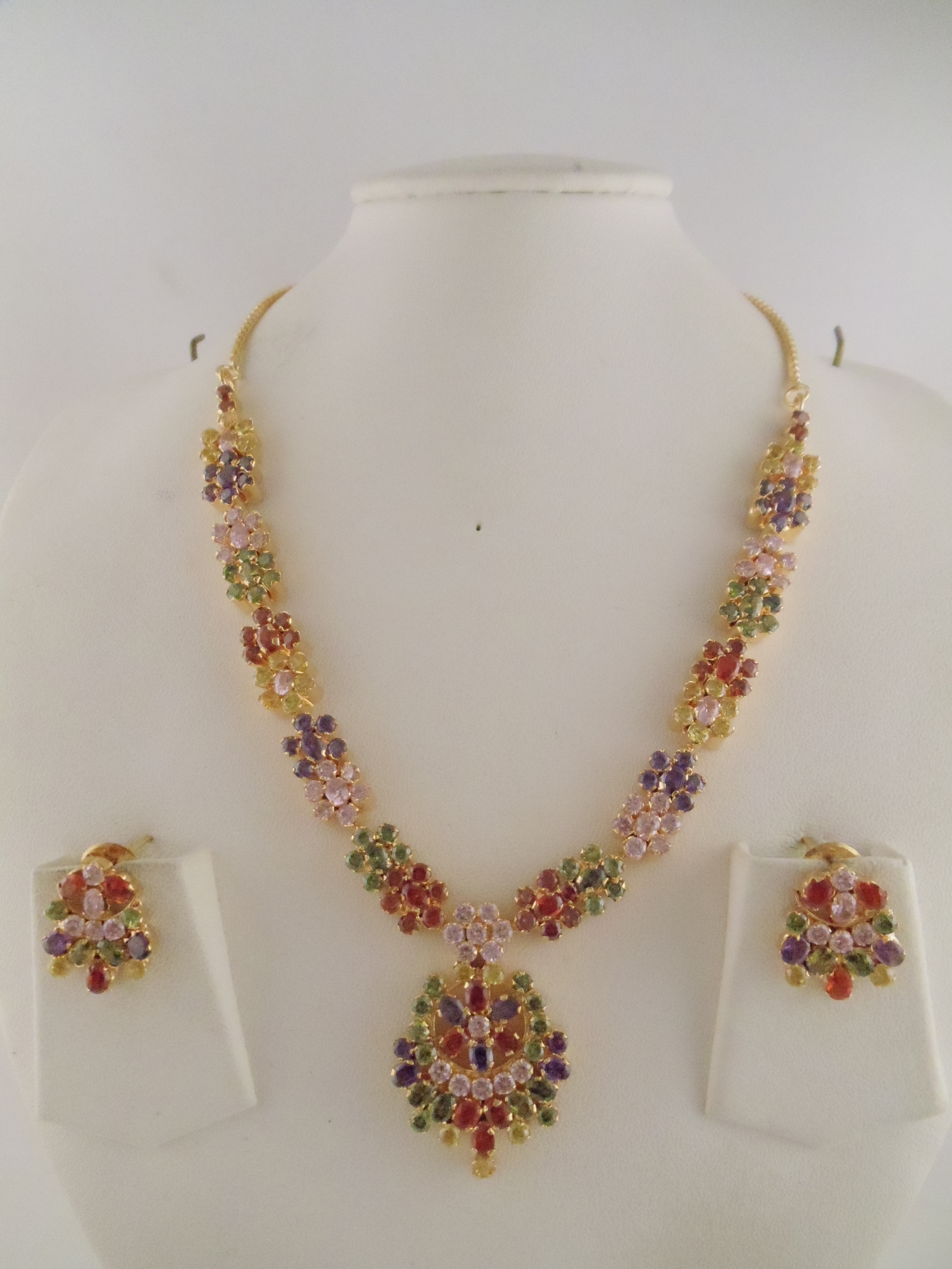 Indian Jewelry Multi Color Zircon Necklace Sets