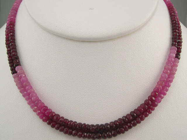 Ruby Shade Faceted Two Layer Necklace